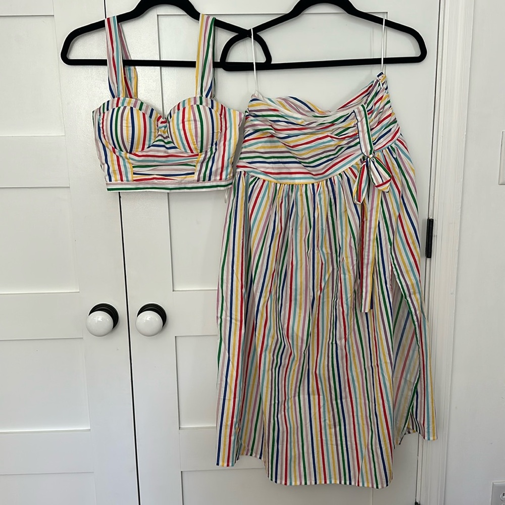 Mable stripped crop top and skirt set